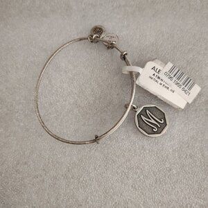 NEW Alex and Ani M Initial Letter Silver Charm Bracelet  Bangle  401